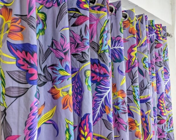 Export Cotton Duck Printed Purple Curtains