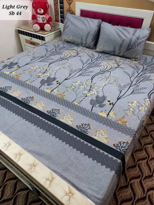 Crystal Cotton Grey Bed Sheet