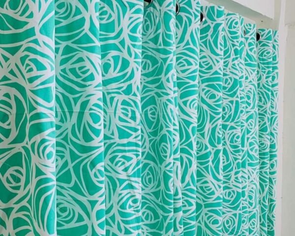 Export Cotton Duck Printed Green Curtains