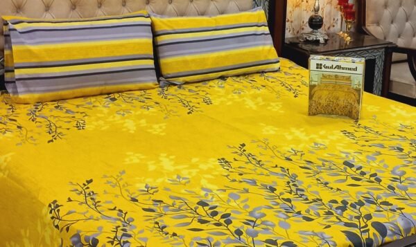 Gul ahmed Yellow Cotton Bedsheet