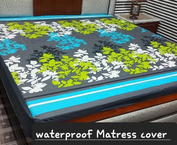 Printed Water Proof Green Mattress Cover